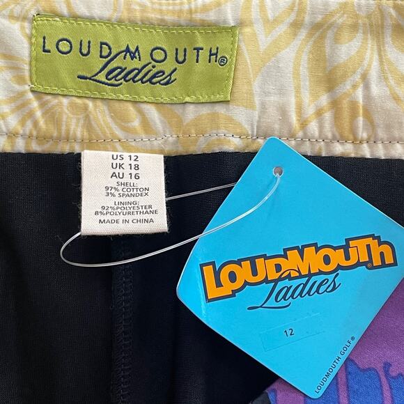 LOUDMOUTH GOLF Ladies Size 12 Black Paint Balls Activewear Stretch Skort NWT - Picture 2 of 6